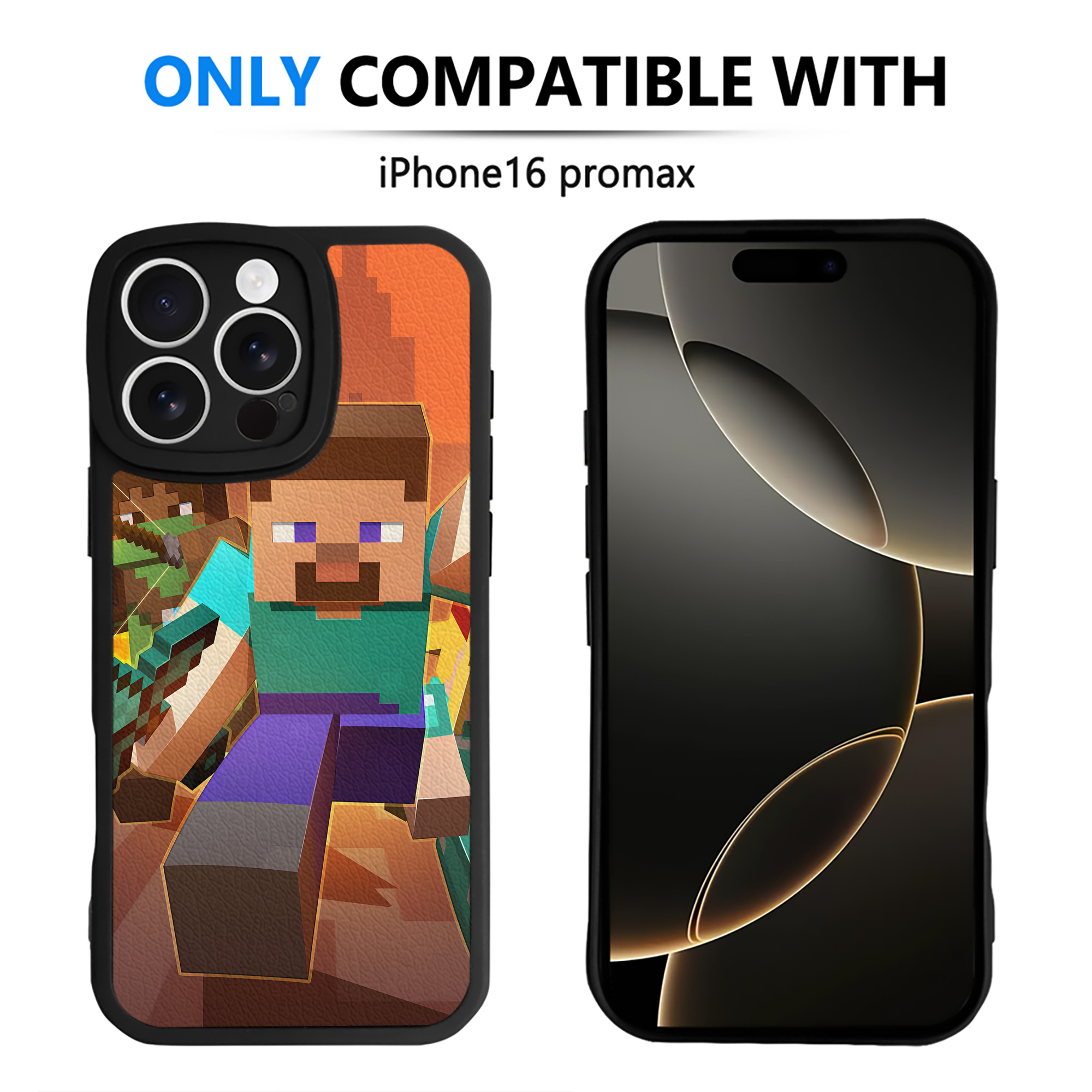 （画像用） マインクラフト ブロックの世界 Minecraft MC Block world 【iPhone 16シリーズ対応】シリコンスマホケース（レザー調） 材質：シリコン
